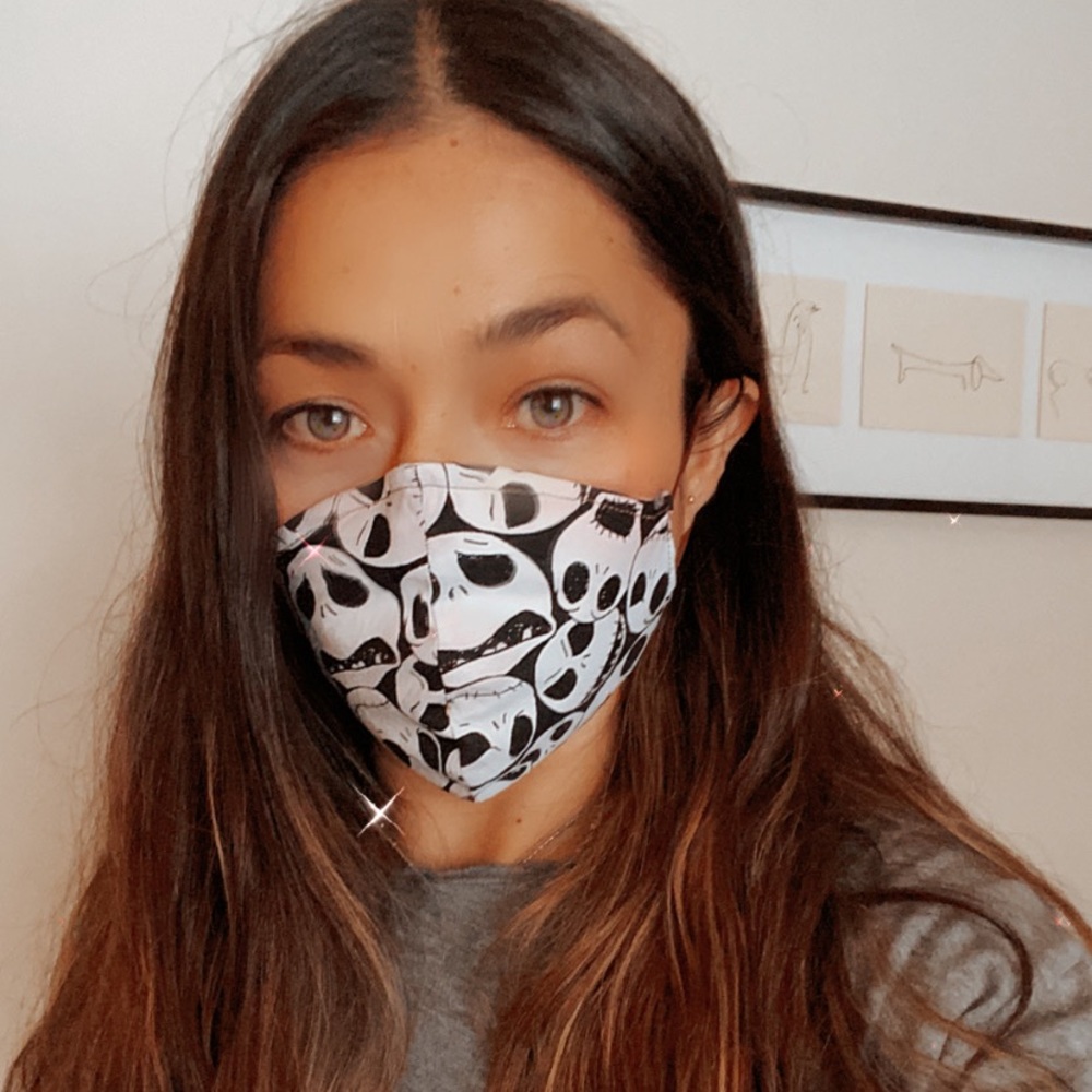 Face Mask Jack print with faux leather straps